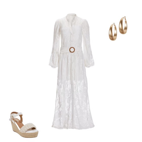 Boston Proper Lace Button Up Maxi Dress- Excellent condition worn once - Picture 6 of 12